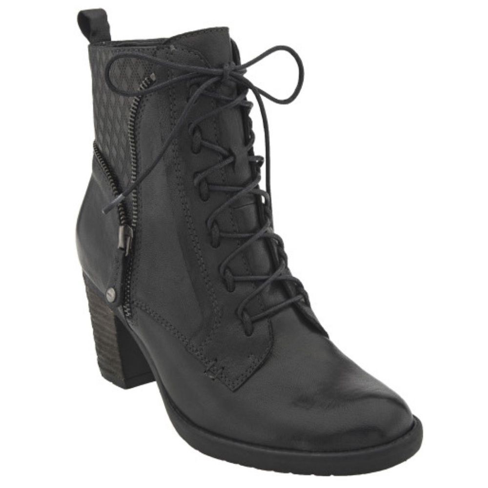 Earth Women's Missoula Ankle Heeled Boot Lace Up Black Leather size 8.5